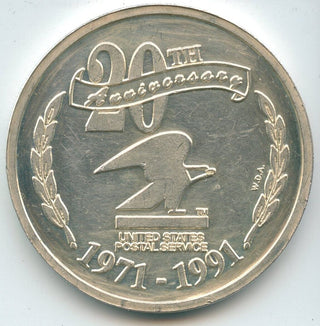 1991 USPS 20th Anniversary 999 Silver 1 oz Art Medal Round -SR257