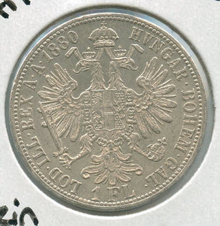 1880 Austria Silver One Florin Coin Franz Joseph I - SR836