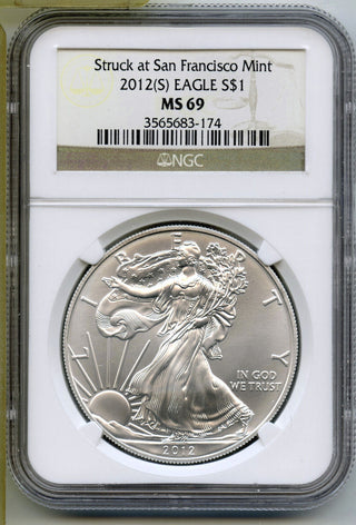2012 (S) American Eagle 1 oz Silver Dollar NGC MS69 San Francisco Mint - H752