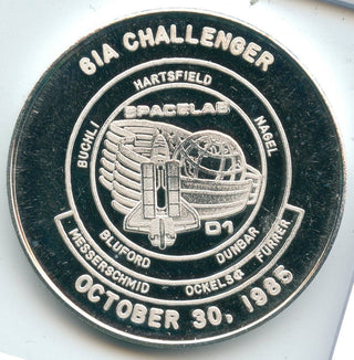 1985 Nasa 61A Challenger Space Shuttle Lab 999 Silver 1 oz Art Medal Round-SR253