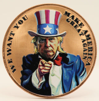 We Want You Uncle Donald Trump Sam MAGA USA America 1 Oz Copper Round Colorized