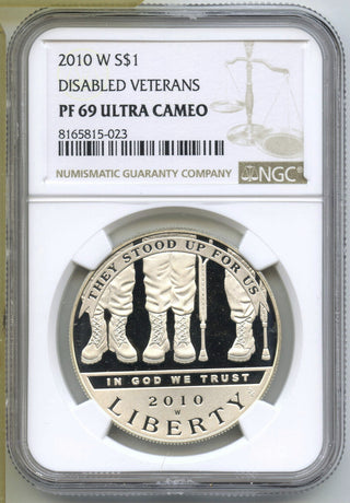 2010-W Disabled Veterans Proof Silver Dollar NGC PF69 Ultra Cameo Coin J437