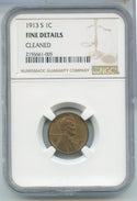 1913-S Lincoln Wheat Cent NGC Fine Details San Francisco Mint - SS499