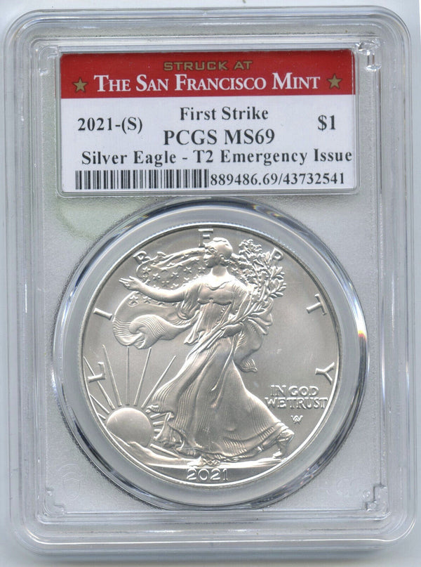 2021-(S) American Eagle Silver Dollar PCGS MS69 First Strike T2 Emergency - H574