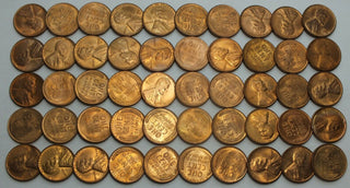 1952-S Lincoln Wheat Cents 50-Coin Penny Roll - Uncirculated Pennies Lot - LG218