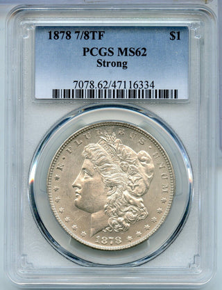 1878-P 7/8TF Morgan Silver Dollar PCGS MS62 Strong Philadelphia Mint - KR876