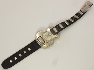 1996 Gibson Les Paul Custom Quartz Silver & Gold Tone Wristwatch Runs LH670