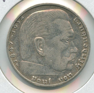 1939-G Germany 3rd Reich 2 Mark coin Deutsches Reich Paul Von Hindenburg - SR108
