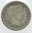 1907-P Silver Barber Quarter 25c Philadelphia Mint - SS778