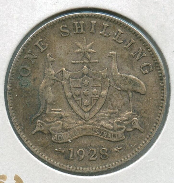 1928 Australia Silver Coin One Schilling - King George V - SS342