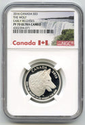 2016 Canada Wolf 9999 Silver 1/4 oz $3 Coin NGC PF 70 Early Releases -  K269