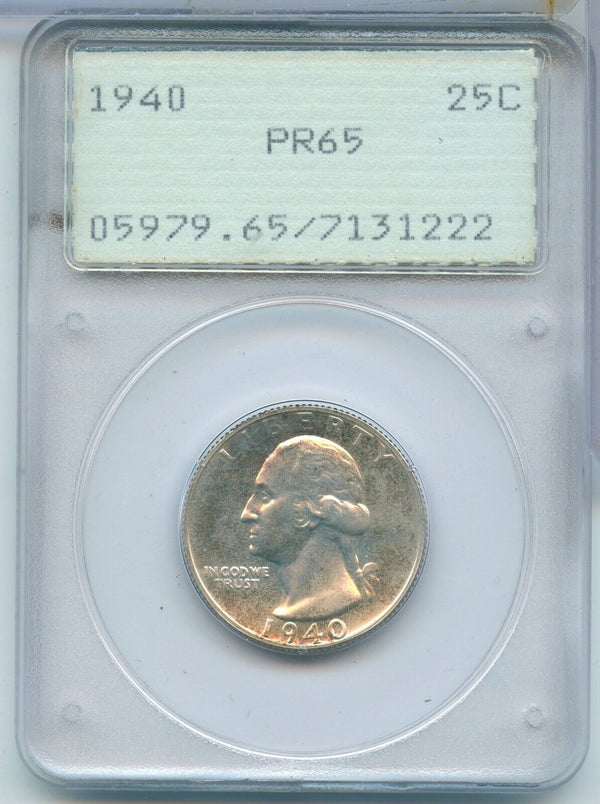 1940-P Silver Washington Quarter 25c PCGS PR65 Philadelphia Mint - SR797