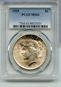 1925-P Peace Silver Dollar PCGS MS63 Philadelphia Mint - KR931