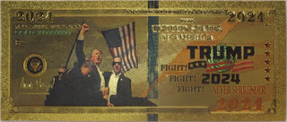 Donald Trump 2024 You Missed Fight! Novelty 24K Gold Foil Plated Note Bill GFN78