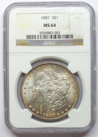 1887 Morgan Silver Dollar NGC MS 64 Certified Toning Toned - Philadelphia - J575