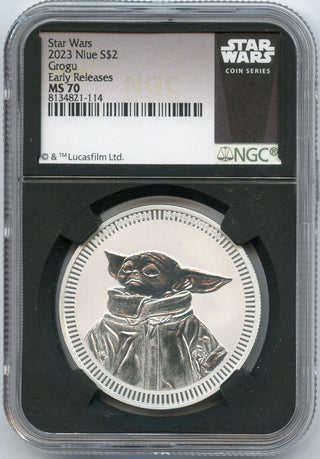 2023 Star Wars Grogu Baby Yoda 1 Oz Silver NGC MS70 $2 Coin Niue -  JP736