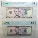 2009 $5 Federal Reserve Star Notes Boston PMG 65 EPQ (2) Serial - K48