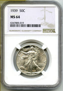 1939 Walking Liberty Silver Half Dollar NGC MS64 Certified - Philadelphia - J443