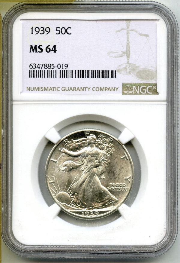 1939 Walking Liberty Silver Half Dollar NGC MS64 Certified - Philadelphia - J443