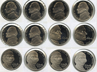 2000 - 2009-S Jefferson Nickel Proof Set Run of (12) Coins Lot Collection - H453