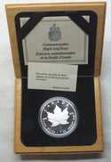 1979 - 1989 Canada $5 Maple Leaf 9999 Silver 1 oz Coin + Wooden Box - J152