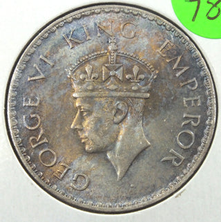 1940 India One Rupee Coin - Toning Toned - King George VI - J781