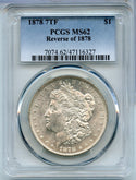 1878-P 7TF Morgan Silver Dollar PCGS MS62 REV of 78 Philadelphia Mint - KR880
