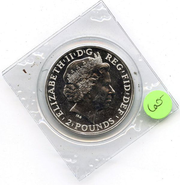 2011 Great Britain Brittania 999 Fine Silver 1 oz Coin 2 Pounds - Sealed - K326