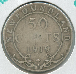 1919-C Canada New Foundland Silver 50 Cents Coin Edward VII - SR113