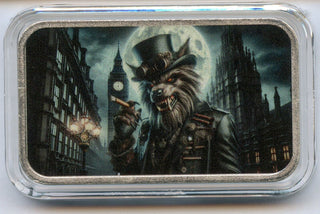 Werewolf In London Colored 1 Oz Troy 999 Fine Silver Art Bar Haleybug Mint JP831