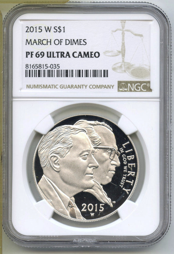 2015-W March of Dimes Proof Silver Dollar NGC PF69 Ultra Cameo Coin - J440