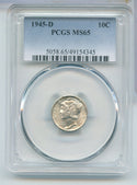 1945-D Silver Mercury Dime 10c PCGS MS65 Denver Mint - SR982