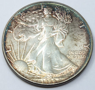 1988 American Eagle 1 oz Silver Dollar - Toning Toned Coin - Bullion - H444