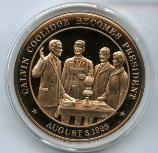 Calvin Coolidge Becomes President 1923 Bronze Proof Medal Franklin Mint - JL66