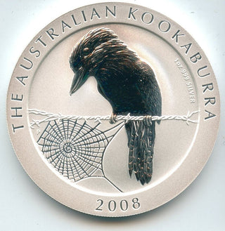 2008 Australia Kookaburra 999 Silver 1 oz $1 Coin - Queen Elizabeth II - SR141