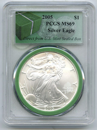 2005 American Eagle 1 oz Silver Dollar PCGS MS69 Sealed Box US Mint Green - H573
