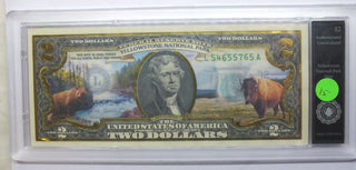 $2 Federal Reserve Currency Note - Yellowstone National Park Art - J969