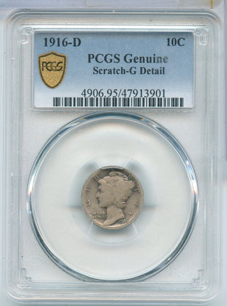 1916-D Silver Mercury Dime 10c PCGS Good Details Denver Mint Key Date Coin- SS34