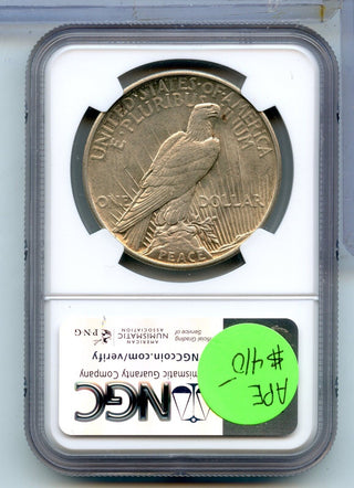 1921-P Peace Silver Dollar NGC AU58 High Relief Philadelphia Mint - KR903