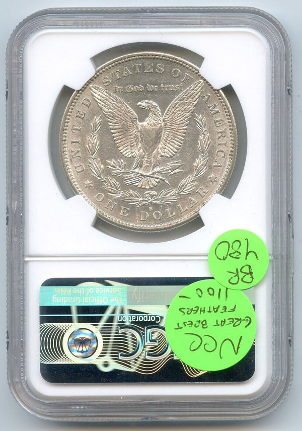 1884-S Morgan Silver Dollar NGC AU 53 Certified - Great Breast Feathers - BR480