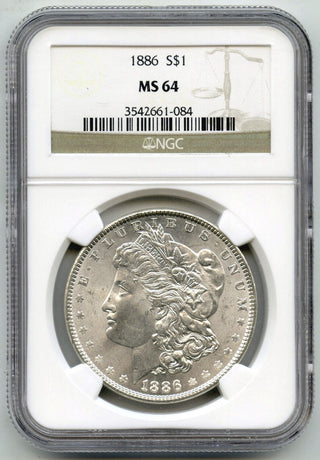 1886 Morgan Silver Dollar NGC MS 64 Certified - Philadelphia Mint - J654