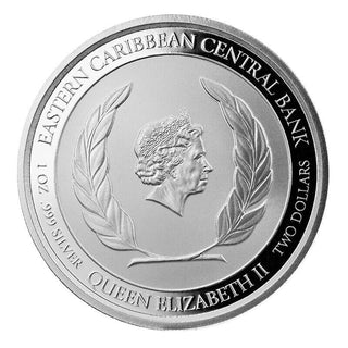 2021 Grenada Coat Of Arms 1 oz 999 Silver $2 Dollar Coin Eastern Caribbean-SR373