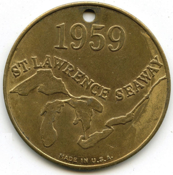 1959 St Lawrence Seaway Seagram's VO Canadian Whiskey Token Medal Round - K392