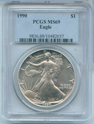 1990 American Silver Eagle 1 oz Silver Dollar PCGS MS69 - SR195