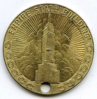 1939 New York World's Fair Empire State Building Souvenir Token Medal Round K399