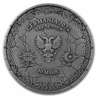 2024 Germania Ragnarok: Skoll & Hati 2 oz Silver .999 Antiqued UHR -SS194