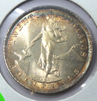 1938-M Philippines Coin 20 Centavos - Toned Toning - Filipinas - J790