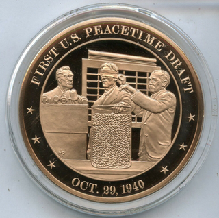 First US Peacetime Draft 1940 Bronze Proof Art Medal - Franklin Mint - JL80