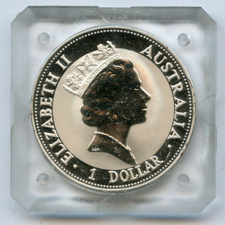 1993 Australia Kookaburra 999 Silver 1 oz Coin $1 Dollar Square Capsule - JN331