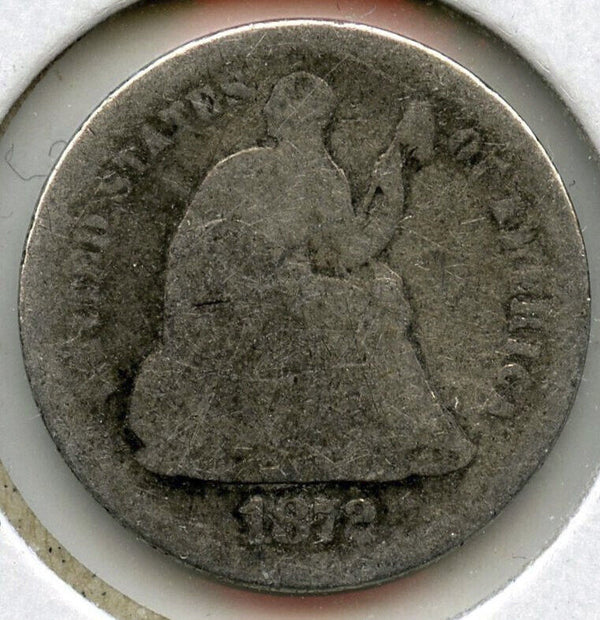 1872-S Seated Liberty Silver Half Dime - Mint Mark Below Wreath - H357
